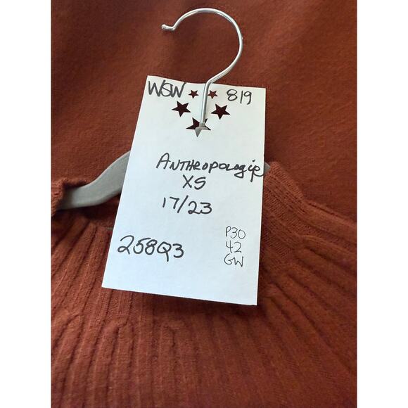 by Anthropologie Sweater Women's XS Mock Neck Ribbed in Burnt Sienna - Picture 3 of 6